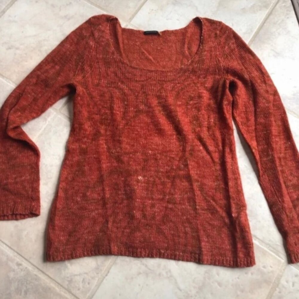 Magaschoni Sweater Top Womens L Large Orange Soft Pearls EX